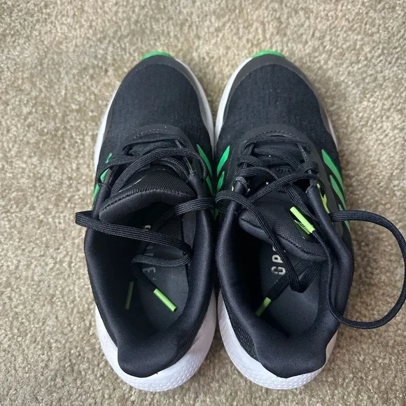 Adidas Kids Black and Green Running Shoes - Picture 4 of 10
